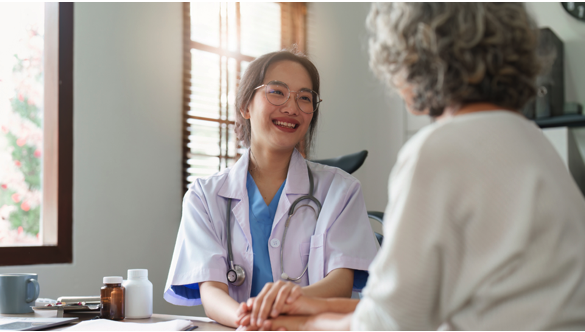 Village Medical primary care provider helping a patient discuss chronic condition management