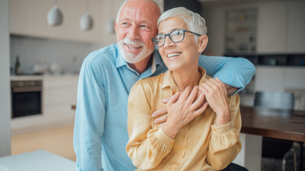 Older couple hugging to address low libido in women